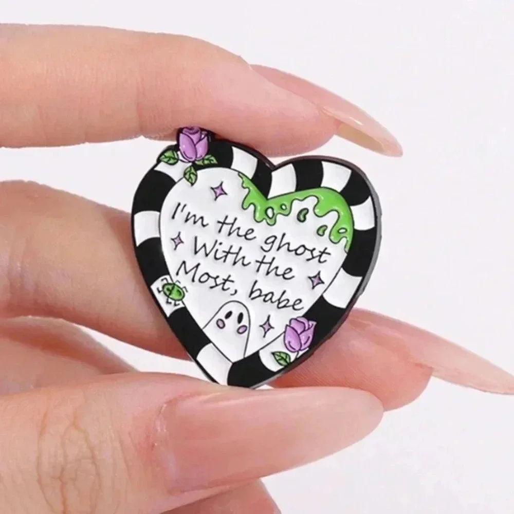 4 black white purple green Halloween enamel pins backpack clothes bag hat denim